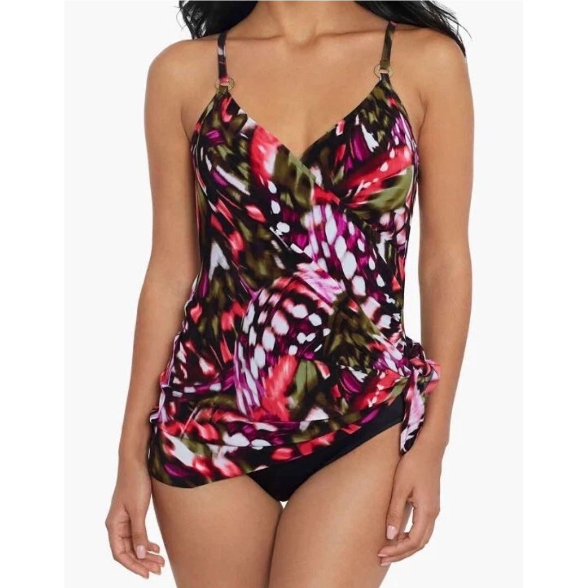 Magicsuit Women Pink Green Abstract Print Slimming Swimdress Nwt Sz 12 $182